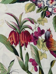 CHARLES BURGER CURTAIN FABRIC DESIGN Phesans 5.2 METRES PEONY 100% LINEN