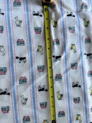 3+ Yards Vintage Flannel Fabric Farm cow Duck Cottage Pastel White Nursery