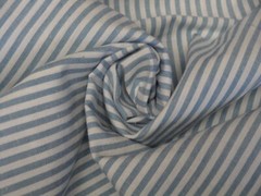 Dunroven House Blue White Striped Woven Cotton Chambray Homespun Fabric