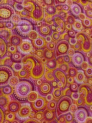 Fabric Lot 4 Yds 12 Ins 44 W Paisley Circles Pink Yellow Coral Cotton Seersucker