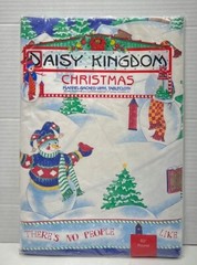 VTG Daisy Kingdom 60″ Round Christmas Snowman Flannel Backed Vinyl Tablecloth