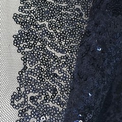 Navy Blue Sequin on Mesh Fabric, Navy Sequin for Dress, Party Deco by the Yard