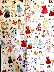 Alexander Henry Fabric Sage Glenn Paper Dolls 2003 white 2 Yards +, unwashed