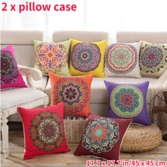 2x Boho Ethnic Throw Pillow Cases Linen Cushion Cover Sofa Bed Home Decor Modern