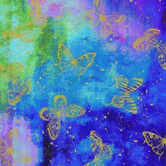 Evening Glow ~ 13 Fat Quarters ~ Black, Purple, Blue Butterfly Fabric