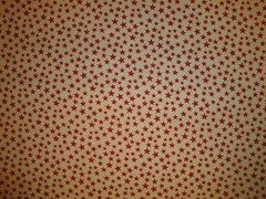 Star Fabric * Scattered Red Star And Tan Cotton Calico Fabric * Sewing Fabric