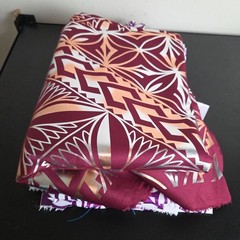 Hawaiian Polynesian Fabric Geometric Floral Silver Shattered Holo Approx 8.5 Yar