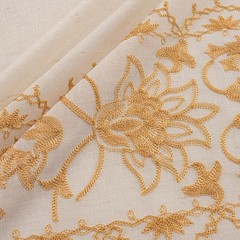 Bohemian Curtains Linen Gauze Embroidered Curtains Bohemian Floral Beige Farm…