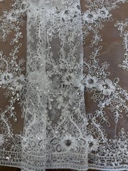 Princess Lace Fabric – 48/50″ Wide Embroidered Floral Lace with Scalloped Edges