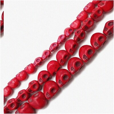 Turquoise Skull Beads with Red Magnesite 6-12mm