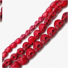 Turquoise Skull Beads with Red Magnesite 6-12mm