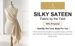 Silky Sateen Fabric by the Yard 100% Polyester Woven Non-Stretch Dress Costume