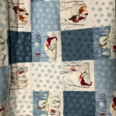 Lot Of 2 Fleece Fabrics Doggy Paw Prints 108”X60” & Polar Bears 76”X60” Blankets