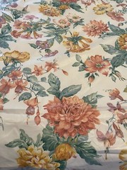 Vtg Robert Allen Floral sateen cotton McMillen 1989 7 yds 55″ peach green dupont