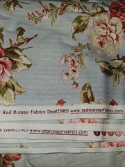 Red Rooster Fabrics Studio “Mrs Miniver”Roses On Blue Cotton Fabric 5 Yrds X 45”