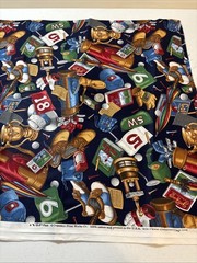 Cotton Sports Fabric Navy Blue Scattered Golf Bag Shoes Flag 2-1/8 Yds 44”W