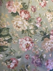 Cabbage Roses On Light Green Back Ground Medium Wt. Cotton Pillows,Designer Deco