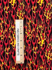 Elizabeth Studios Motorcycle Flames MIXED 100% cotton fabric by the yard 36 x 44