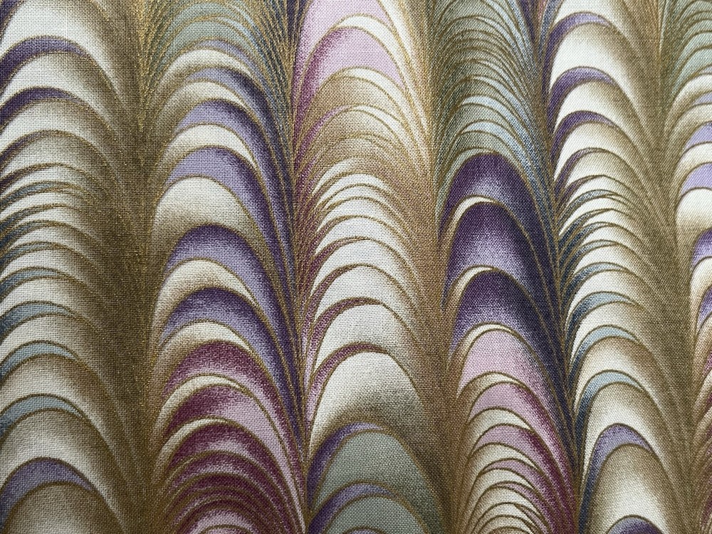 Hoffman International Fabrics. Swirls Pink Purple Aqua White Screen Print