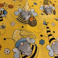 Honey Bee Gnome Fabric Bumble Bees Honey Cotton Apparel Quilting Fabric 2 Yards