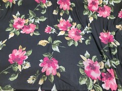 Fabric Sold By The Yard Black Stretch Mesh 4 Way Stretch Floral Flowers Dress
