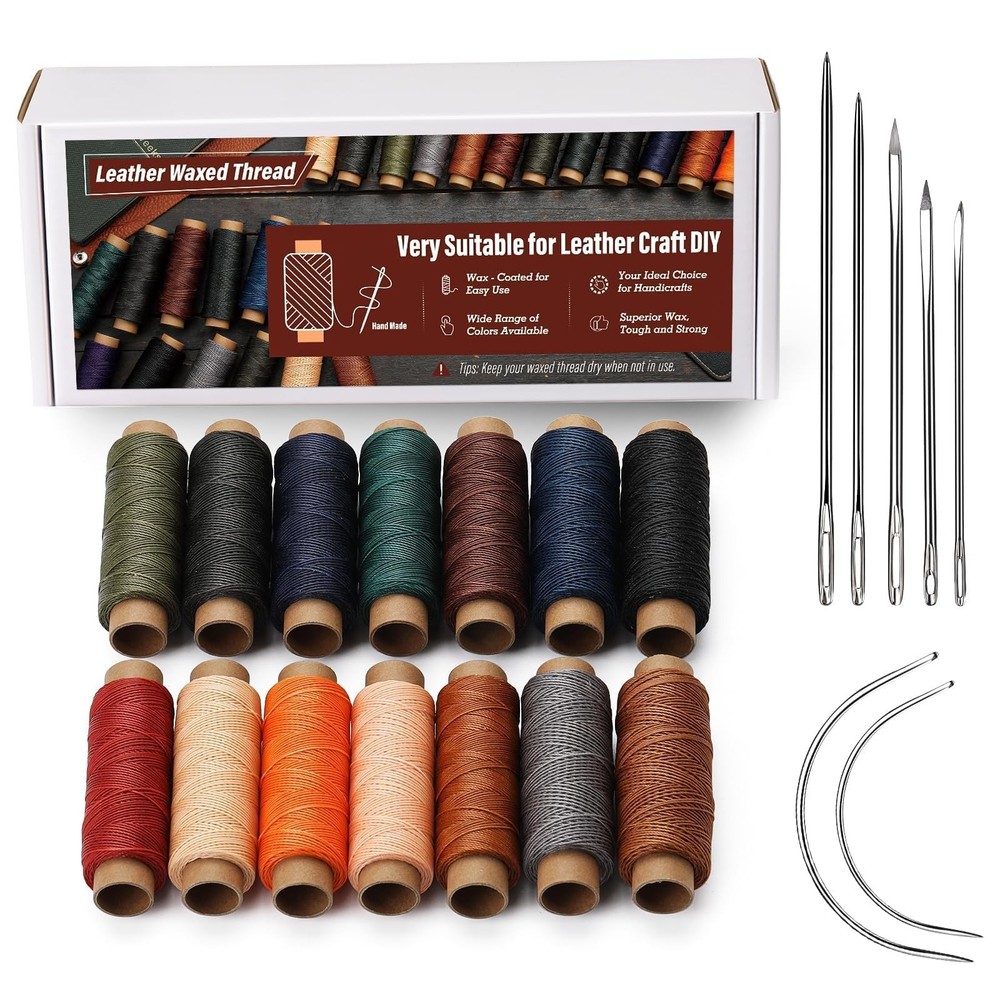 KAQRHFT 0.55 mm Round Waxed Thread, 14 Colors 76 0.55mm 70m, Classic Color A