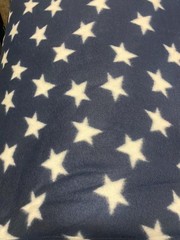 Navy American White Stars Print Fleece Fabric – 60″ Wide – Sold by The Yard