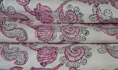 NO TARRIF CHARGES 100%✅ Indian Hand Block Fabric 5 Yard White & Pink KK18