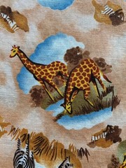 ROBERT KAUFMAN FABRIC~Zebra Giraffe Toss~AFRICAN SAVANNAH PRINT~Tan~3 YDS~Vintge