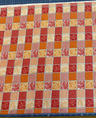 Richlin Fabrics ~100% Cotton Flannel ~ Patches, Mauve/Orange ~ per half yard