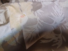 Fabric Remnant About 108″ x 44″ Light Tan with Little Flowers