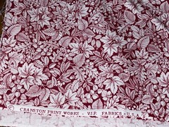 By 1/2 Yd Vintage Leaves Berries Vines Dark Red Tonal Cotton Fabric by Cranston
