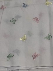 2.5 Yds Embroidered Butterfly Fabric Pastels Cotton 46in Wide VTG HTF