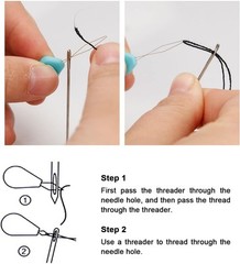 Lusecarl Needle and Thread for Hair 10 Needle+3 Thread, Black, Blond, Brown