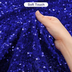 Sequin Fabric Bright Blue, 2 Yards Length 3.9 Feet Wide Velvet Fabric for Craft