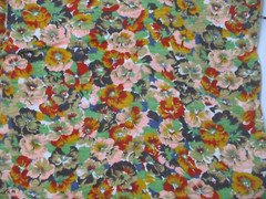 Vintage Knit Retro Fabric with Colorful Pansy Flowers 56″ wide x 1.8 Yards (67″)