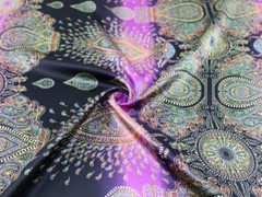 By Yard Dress Material Charmeuse Ethnic Paisley Patchwork Satin Fabric Printed