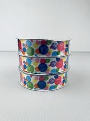 3 Spools of Colorful Polka Dots and Smiley Faces Ribbon 7/8 in. X 10 yd each