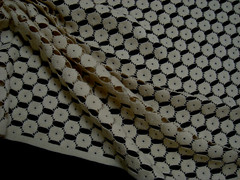 1 of 25 yds Belle Maison Fabric Lace Crochet Bianca Barley beige 54″ x 36″ BTY