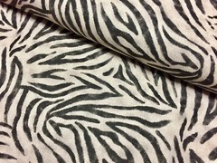 ZEBRA Animal Print Fabric Linen Cotton Blend curtains Black Stripes 55” wide