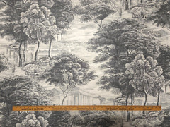 P Kaufmann YORKSHIRE DALE SLATE Black White Toile Designer Drapery Uph Fabric