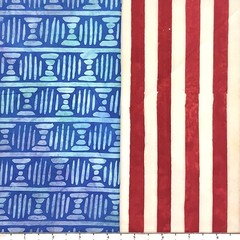 9 Fat Quarters Patriotic #2 Batik Lunn Fabric FQ Pack 100% Cotton Handmade Blue