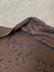 Fabric Lot 2 Yds 34 Ins 58 W Fall Suitings Brown Embroidered Blk Silver Wool