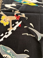 Alexander Henry Vintage Cotton Fabric 1 Yd Black Shark Surfer Print Quilting