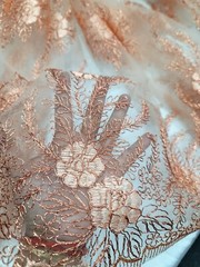 Fabric by The Yard Copper Lace Floral Sequin Metallic Cord Scallops