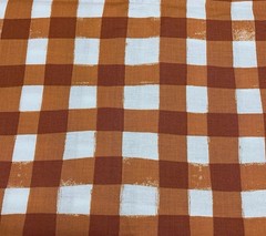 Follie Distressed Buffalo Plaid Fabric Lotta Jansdotter Windham Orange White BTY
