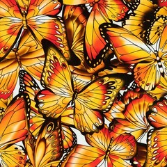 Fabric Butterfly Wings Monarch on White KAUFMAN Cotton 1/4 yard SRKD-18708-130