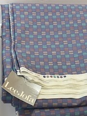 12 yds x 55″ Lee Jofa Akwete Canvas Cotton Fabric Geometric Gray/ Blue Print