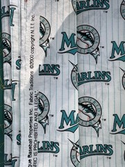 Vintage Florida Marlins Fabric 100%cotton Preowned 60” X 35”