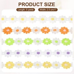 5 Yards 1 Inch Wide Delicate Floral Edge Lace Trim, Orange-White